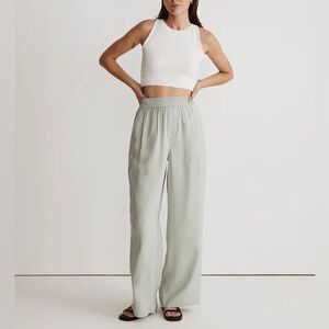 Madewell The Tall Carley Wide Leg Pant in Softdrape Sage Mist Green XXLT NL893